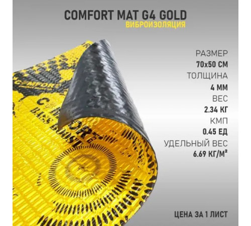 Шумоизоляция Comfort Mat G4 Gold (70х50см 4мм) 1лист