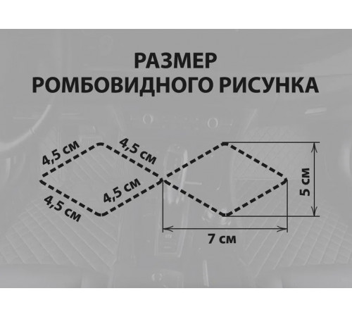 Экокожа, кожзам, искусственная кожа, стеганая, ПВХ РОМБ строчка бабочка, на поролоновой основе, материал для перетяжки салона авто, мебели, черный серая нить  (50 х 140 см)