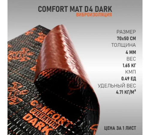 Шумоизоляция Comfort Mat D4 Dark ( 70x50см 4мм) 1лист