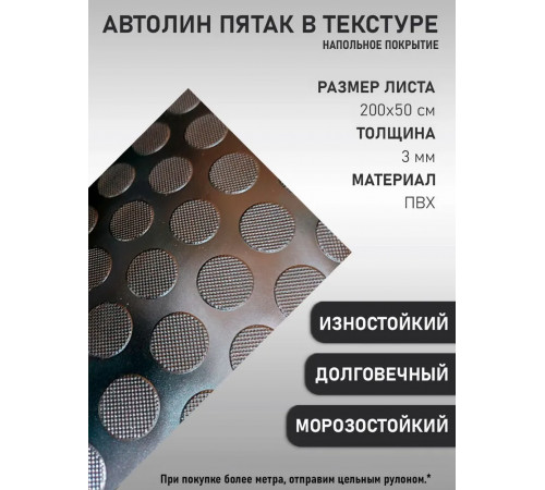 Автомобильный линолеум антистатический, автолин черный монетка (50х200см)