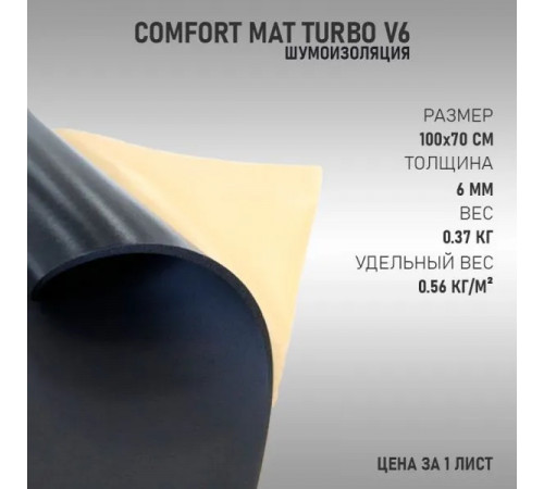 Шумоизоляция Comfort Mat Turbo V6 (100х70см 6мм) 1лист